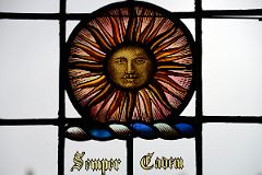 25E Stained Glass Window With Sun Close Up And Words Semper Eadem Always the Same In Banff Springs Hotel Mt Stephen Hall.jpg